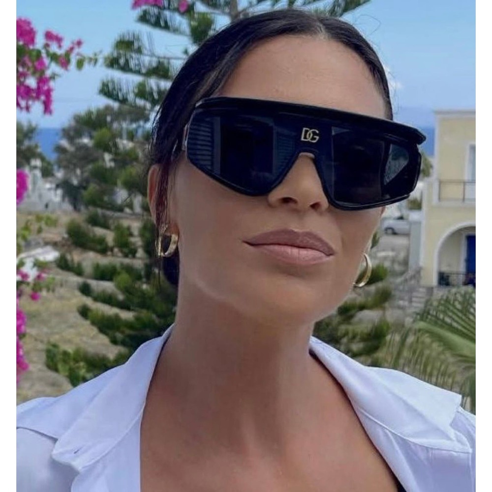 Dolce & Gabbana Oversized Black Shield Sunglasses - Picture 2 of 14